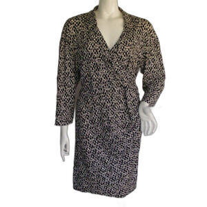 LAUNDRY by SHELLI SEGAL Dress, 8, Black/White Geometric print Surplice, Long slv